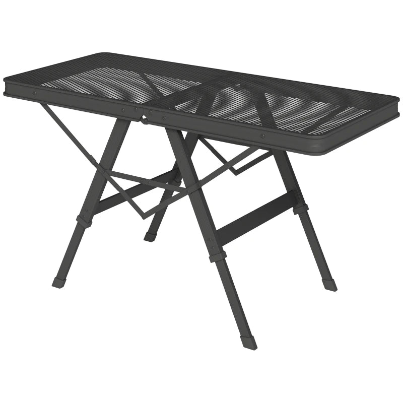 3 ft Folding Camping Table – Adjustable Height, Black