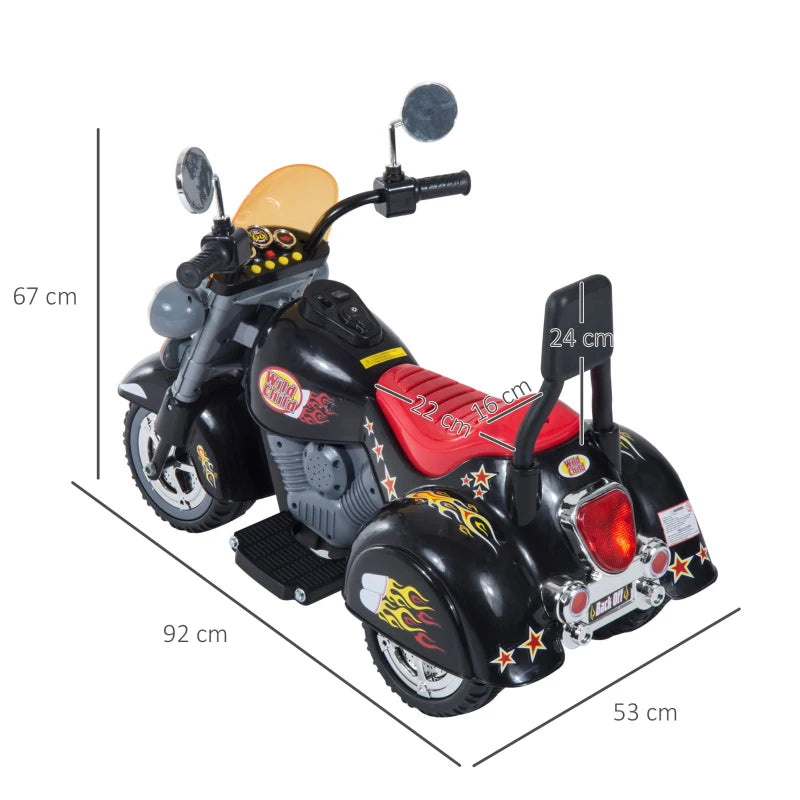 6V Battery Powered Ride-On Scooter Trike for Kids – Electric Toy Motorbike – Black