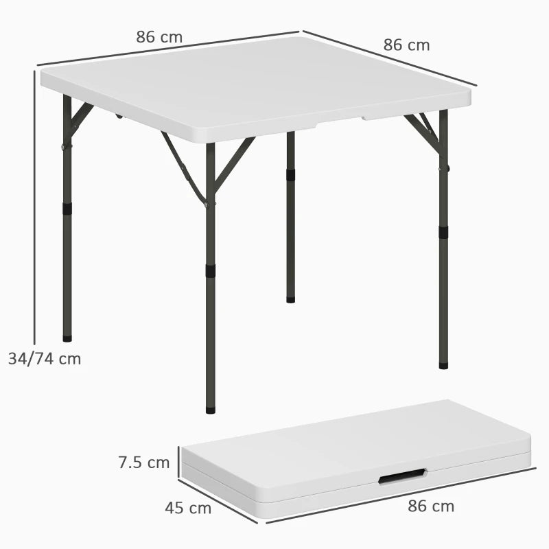 Folding Camping Table with Handle – 34/74cm, White