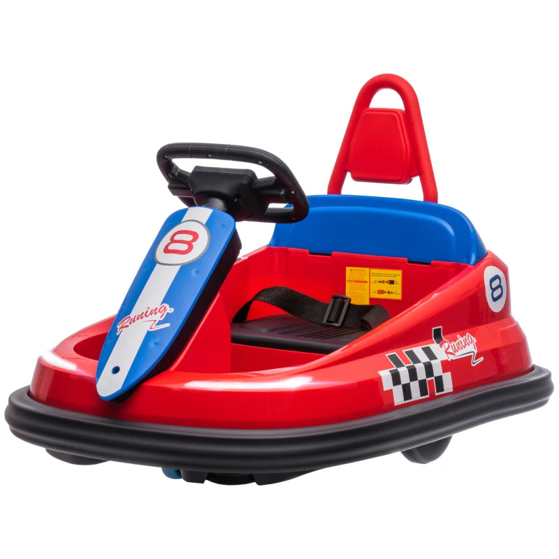 Electric Kids Bumper Car with Lights, Music & Horn – Red Fun Ride-On Toy 6V Battery