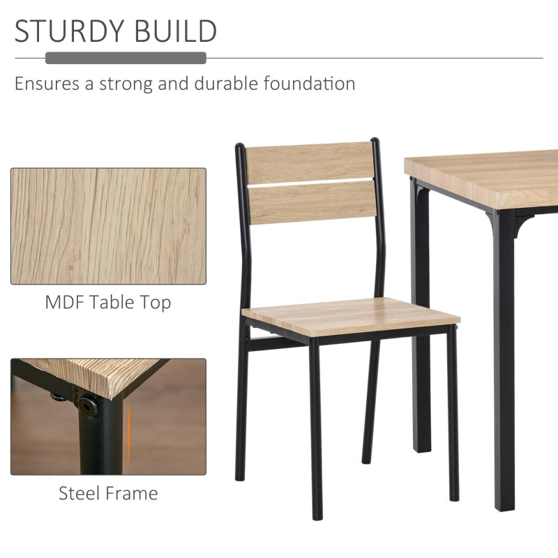Three-Piece Dining Set – Compact & Minimal, Light Wood Grain