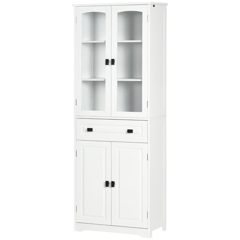 Storage Cabinet with Glass Door, Drawer & Shelves for Kitchen & Dining