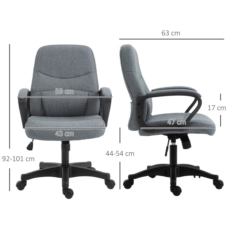 Grey Work Study Chair with Massage Lumbar & Swivel Wheels