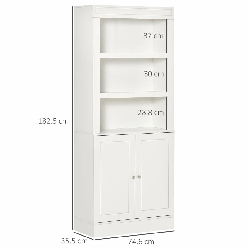 Pantry Cupboard with 6-Tier Shelves & Double Doors – White Finish