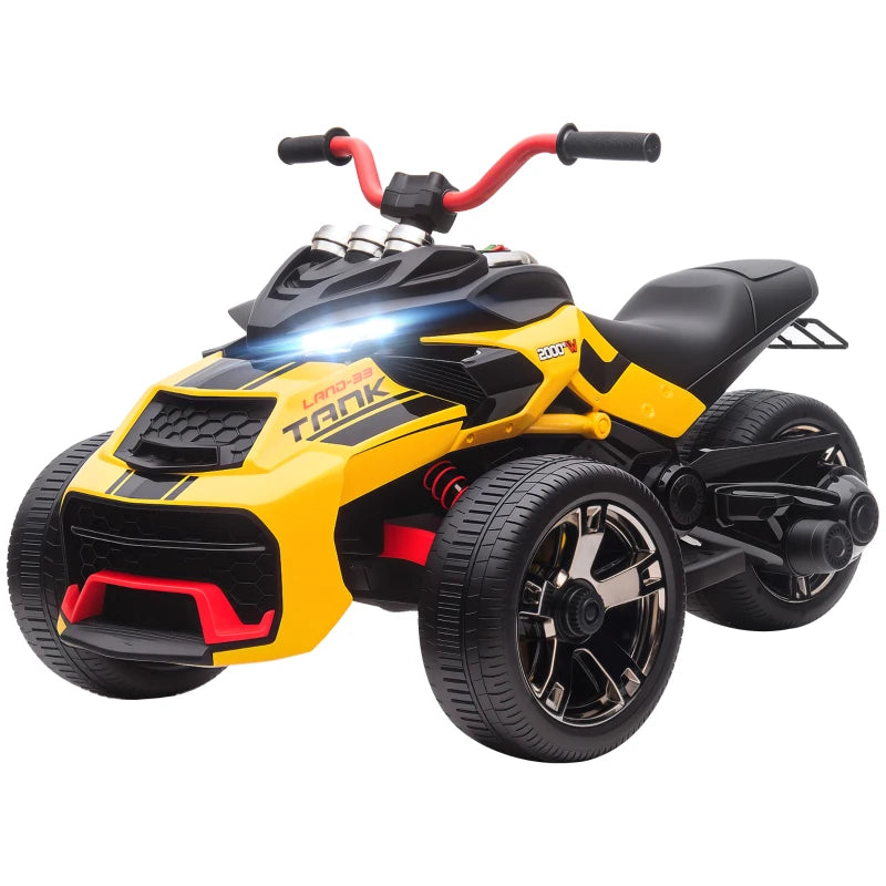 Electric Ride-On Car with 3 Wheels, MP3 Player & Horn – Yellow, 12V, Ages 3-8
