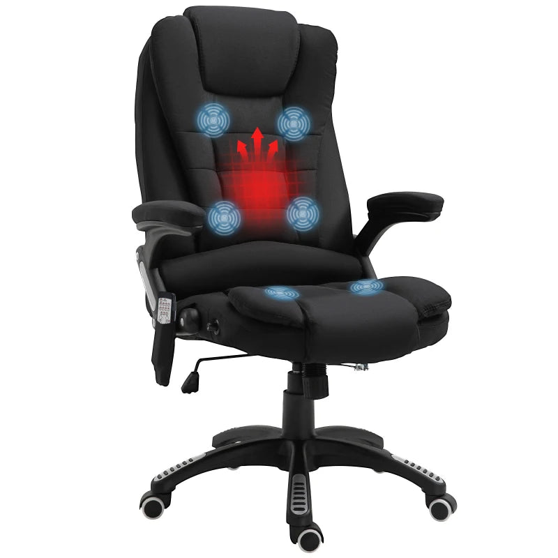 Black Heated Recliner Chair – 6-Point Massage, Swivel