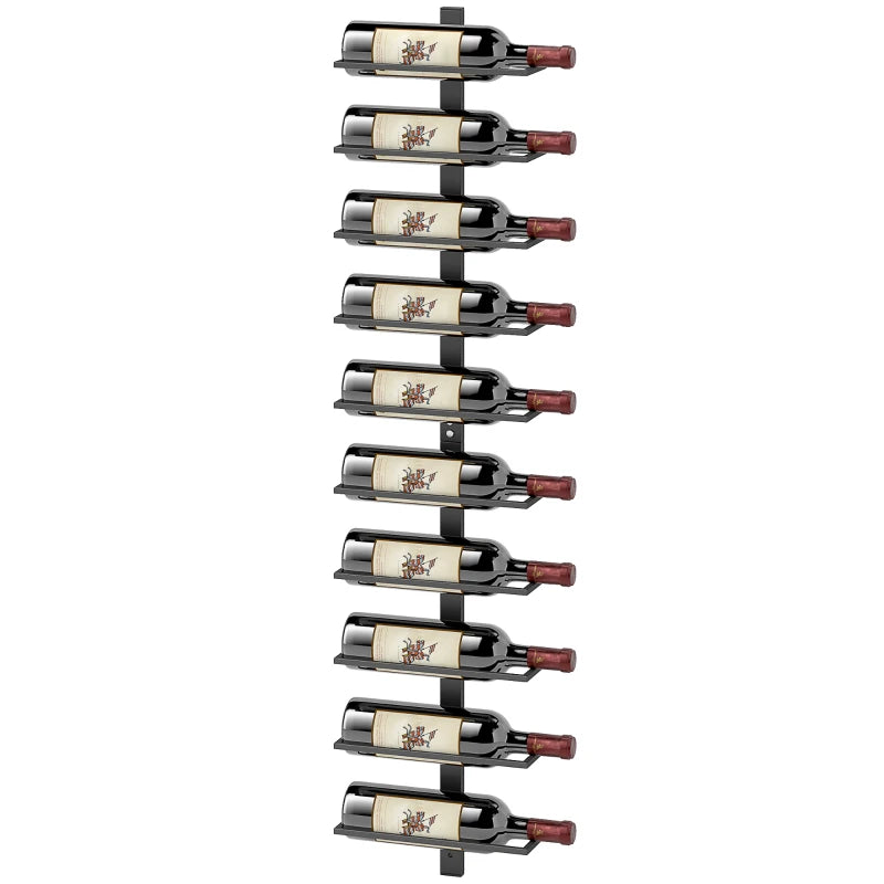 Steel Wine Rack – 10-Tier Wall Mount Display for Kitchen or Home Bar