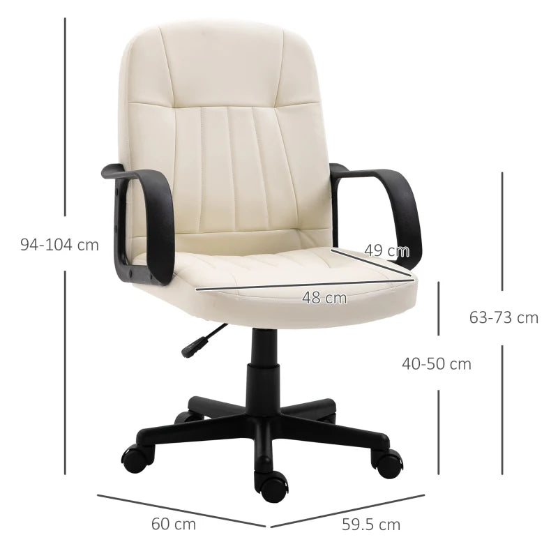 Computer Desk Chair – PU Leather, Swivel & Height Adjustable (Cream)