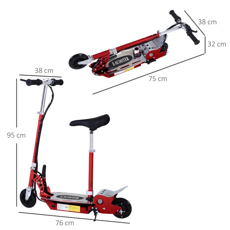 Scooter for Teens Over 7, Foldable Electric with 120W Motor – Red 12V