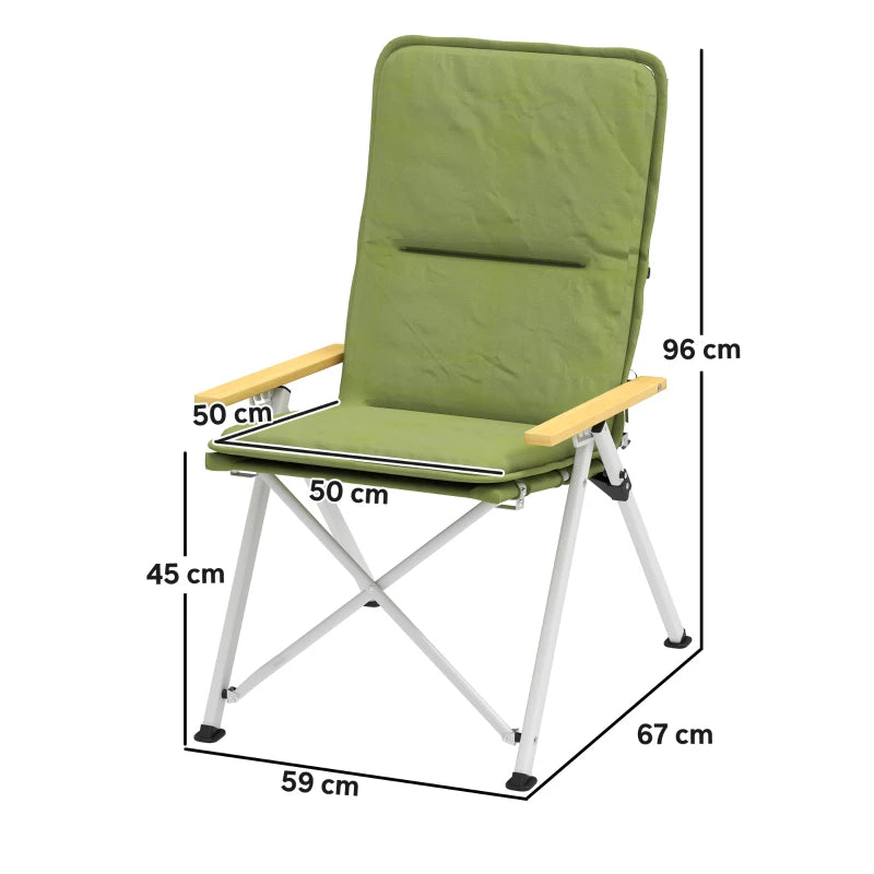 Folding Camping Chair – Padded & Portable with Bag, Green