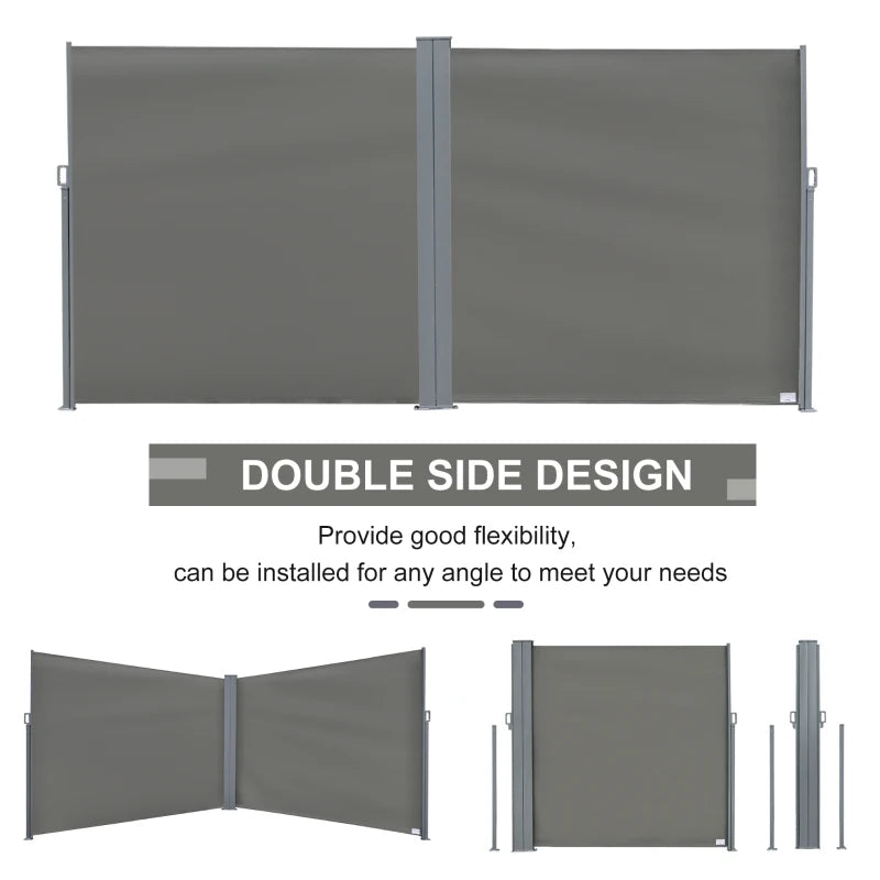 Retractable Patio Privacy Screen – Sunshade Awning for Garden and Balcony Grey 6x2m