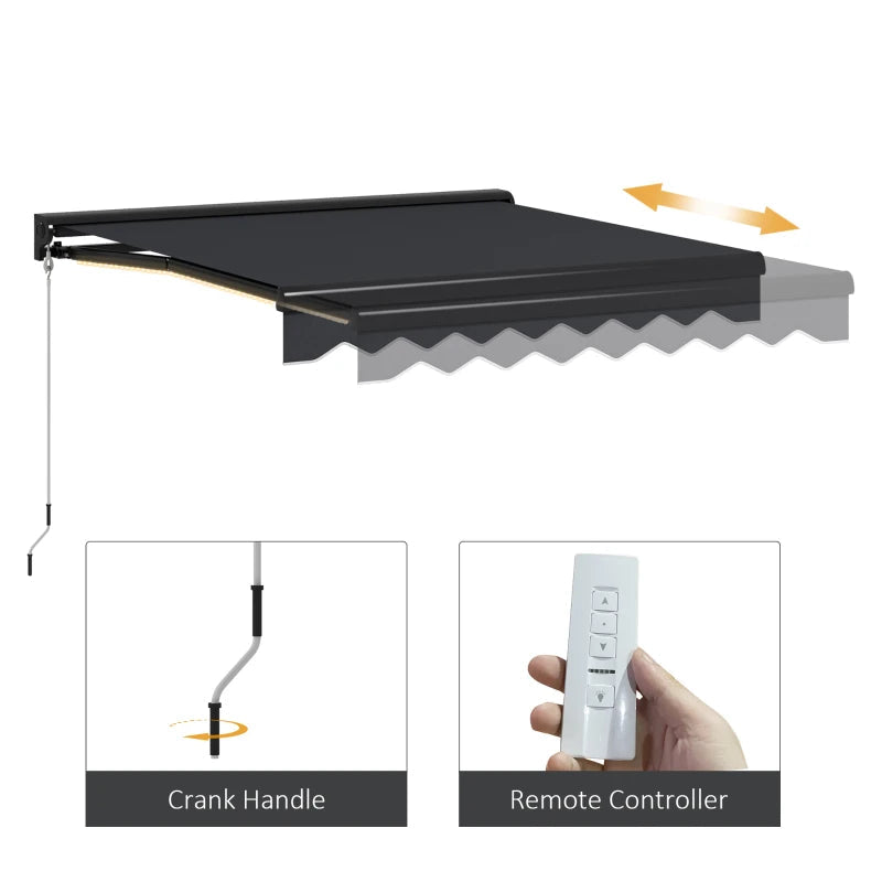 Electric Retractable Awning 3x2.5m with LED Light – Aluminum Frame for Patio & Window