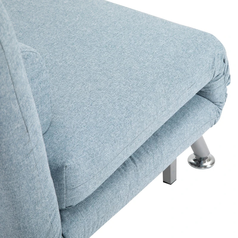 Linen Chair Bed 3-in-1 Convertible Sleeper with Pillow – Sky Blue