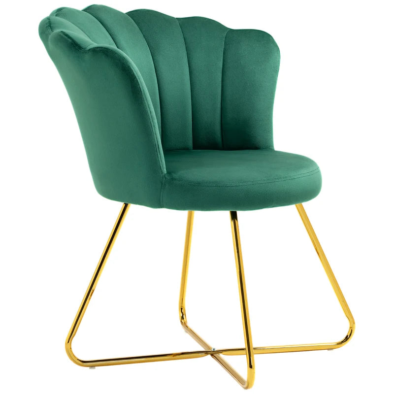 Velvet Lotus Petal Chair, Green Accent Chair for Bedroom or Living Room