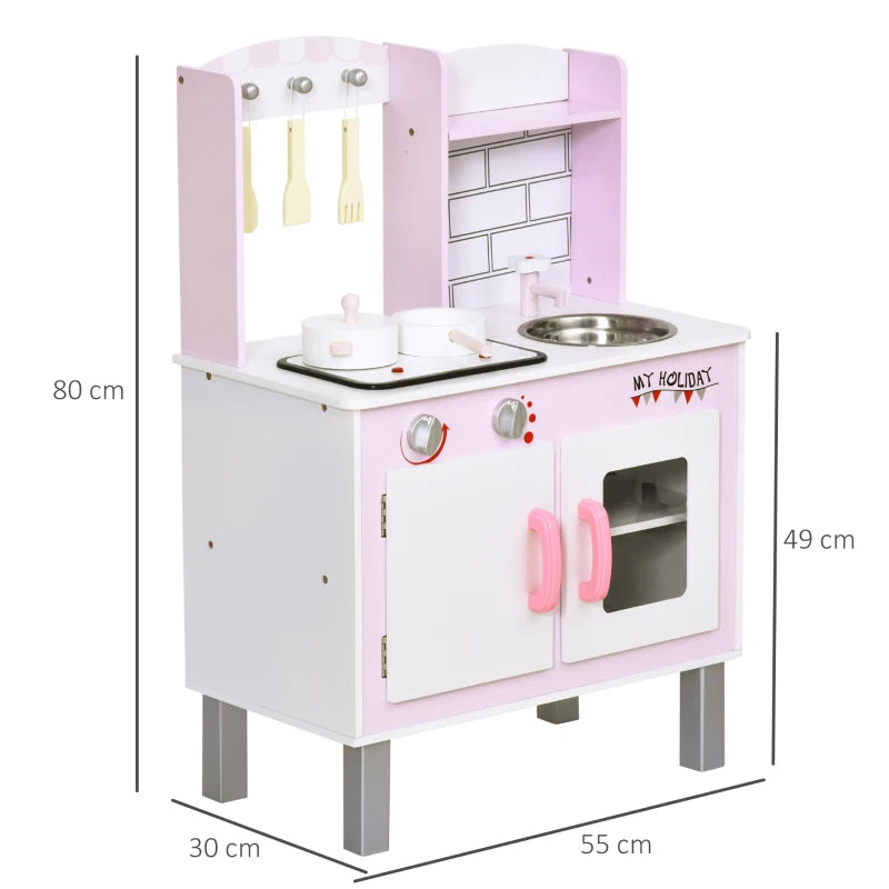 Kids Cooking Playset with Realistic Accessories – Pink Pretend Kitchen Toy