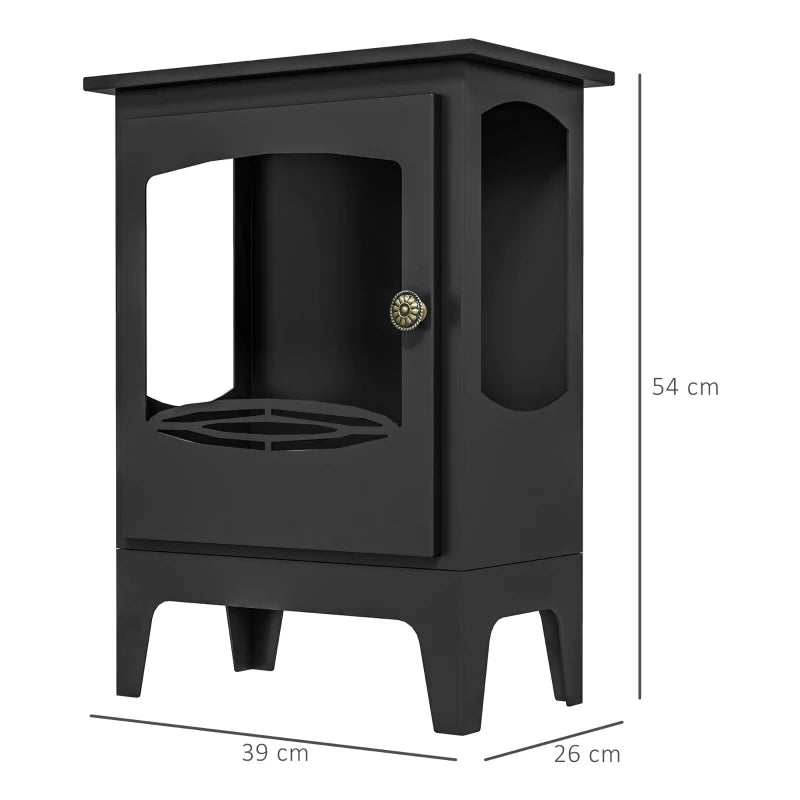 Indoor Ethanol Fireplace – Freestanding Steel with Snuffer, Black