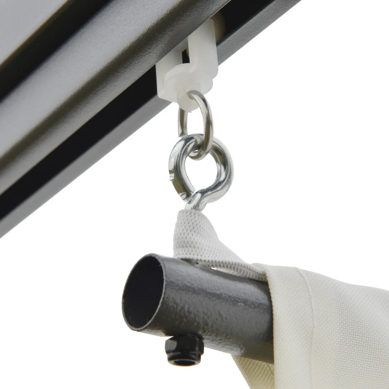 Cream White Retractable Canopy Lean To Pergola – Wall Mounted Patio Shelter, 3 x 3m