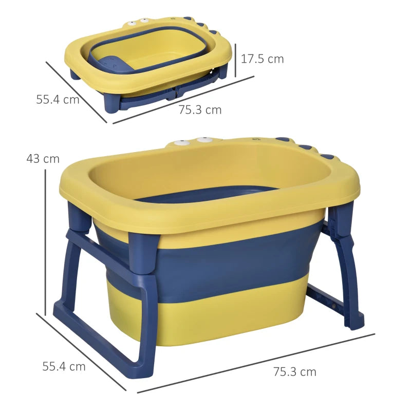 Baby Bathtub with Stool Seat – Portable, Foldable, Non-Slip for Newborns to Toddlers