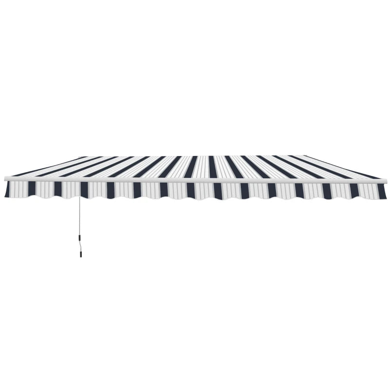 Manual Outdoor Awning – Blue/White Retractable Sun Shade for Doors or Windows 4x3m