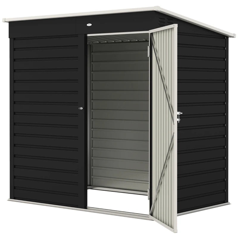 Metal Garden Storage Shed with Lockable Door, Ideal for Tools & Equipment, Dark Grey, 6x4ft