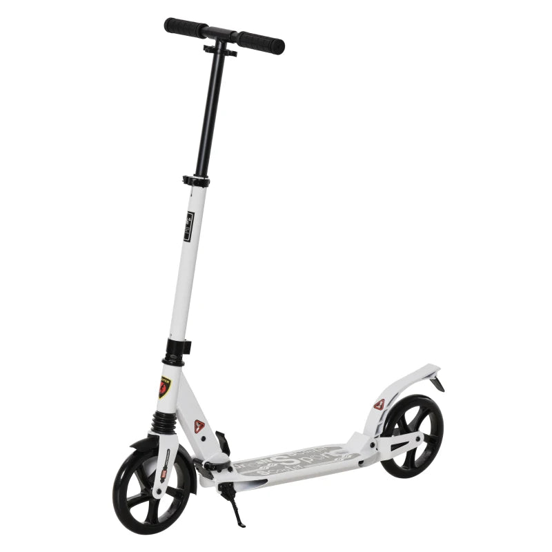 Folding Kick Scooter – Adjustable, Big 200mm Wheels, White