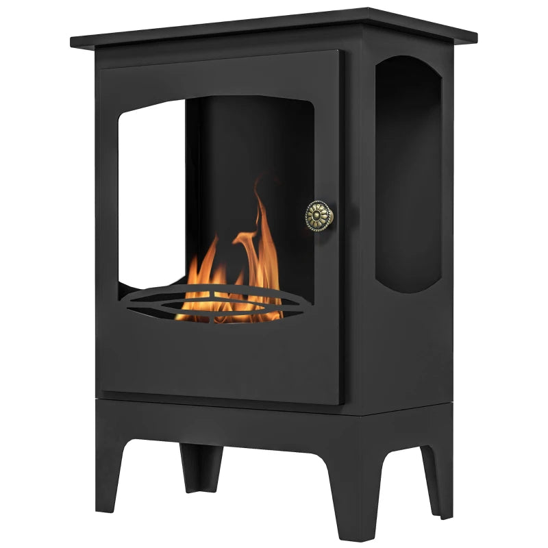 Indoor Ethanol Fireplace – Freestanding Steel with Snuffer, Black