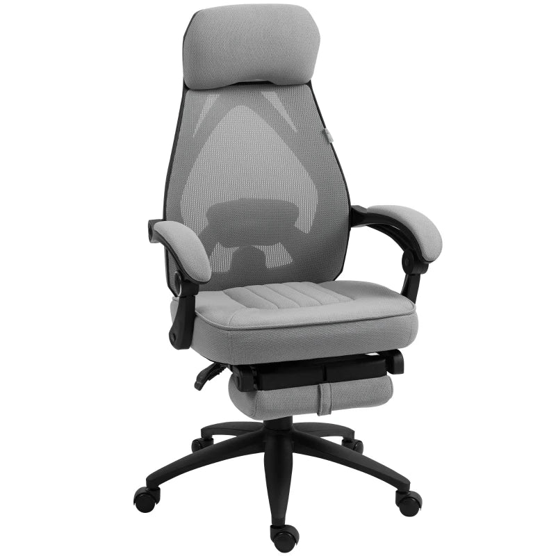 Dark Grey Office Chair – Headrest, Footrest & Swivel
