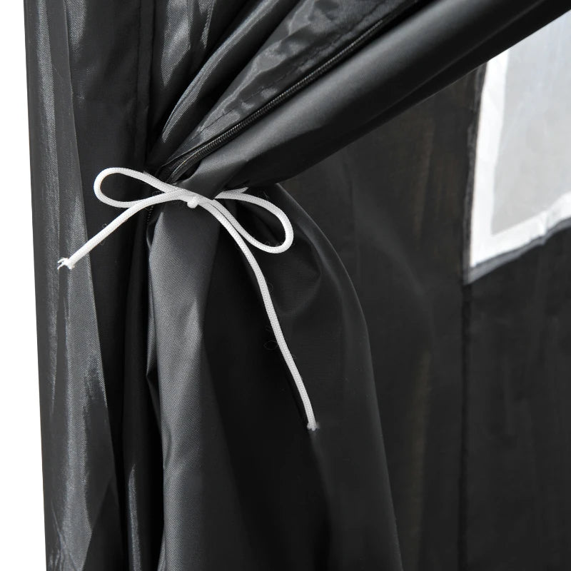 Portable Black Garden Gazebo Pop-Up Tent with Carry Bag, Sidewalls & Windows 2x2m