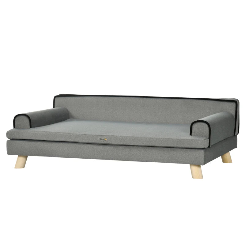 Waterproof Dog Sofa – Wooden Legs, Grey Color
