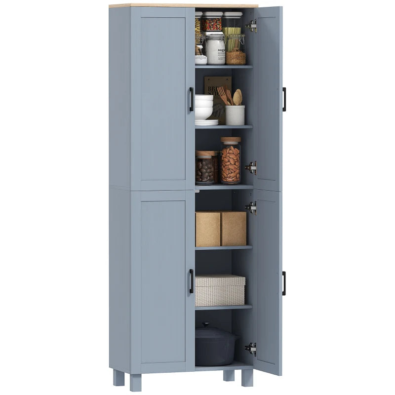 Modern Kitchen Pantry Cabinet, 4-Door with Adjustable Shelves