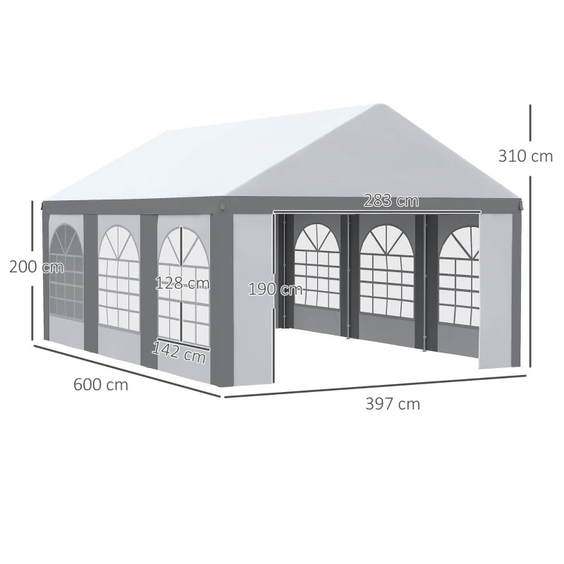 Durable Marquee Gazebo with Multiple Windows and Double Doors for Events 6x4M