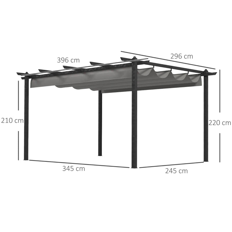 Stylish 4x3m Patio Pergola with Movable Roof, Weather-Resistant Outdoor Shade