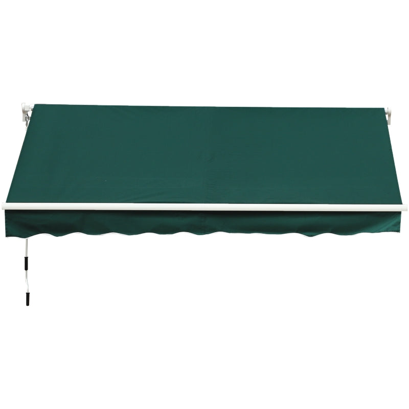 Manual Retractable Awning with Crank – Durable Green Outdoor Sun Shade 3.5x2.5m