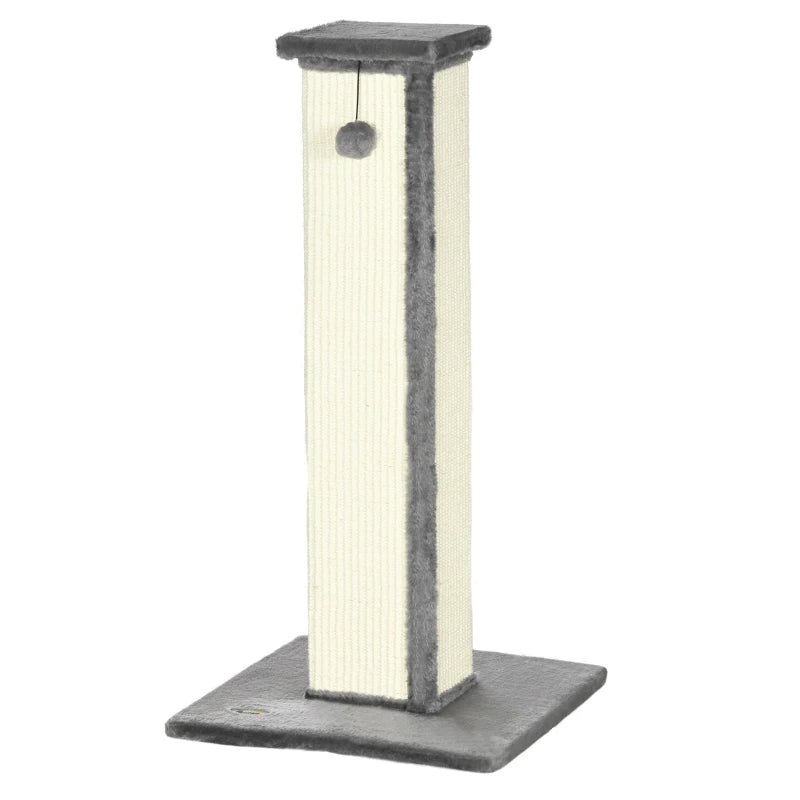 Grey Vertical Cat Scratcher with Sisal & Ball Toy