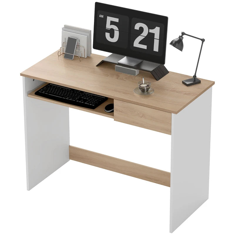 Compact Computer Desk with Drawer & Keyboard Tray