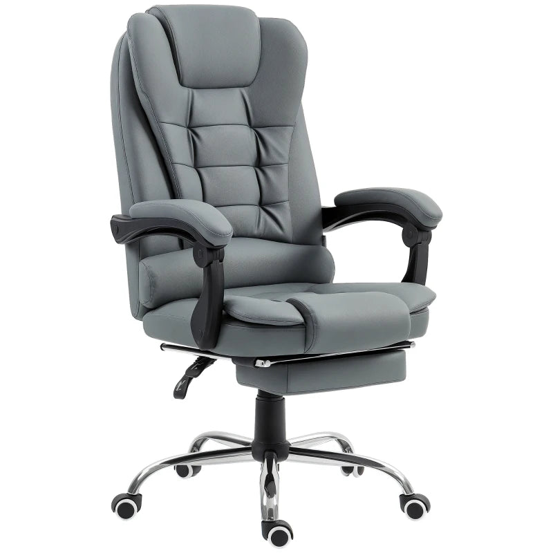 Grey Home Office Chair with Recline & Retractable Footrest