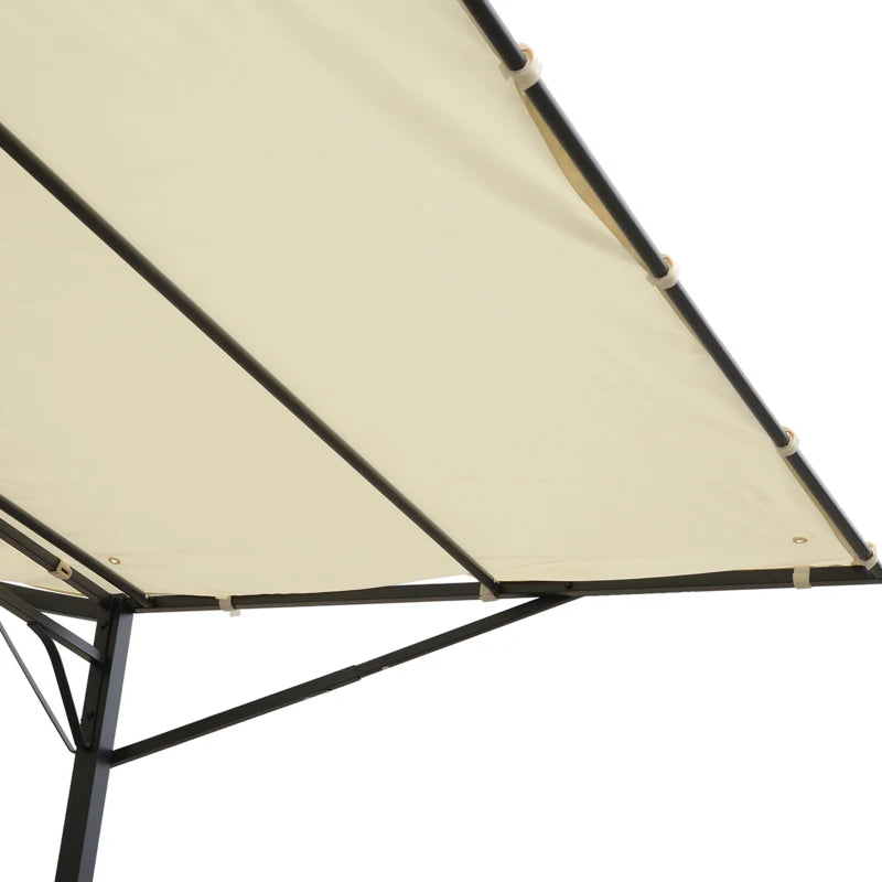 Metal Patio Gazebo with Extended Shelter & Awning – Cream White Sunshade, 3 x 2.5m