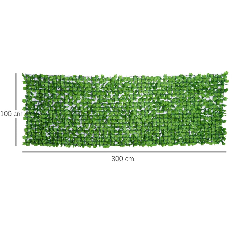 Green Artificial Leaf Wall Panel, 3 x 1m, for Outdoor Privacy and Garden Decor