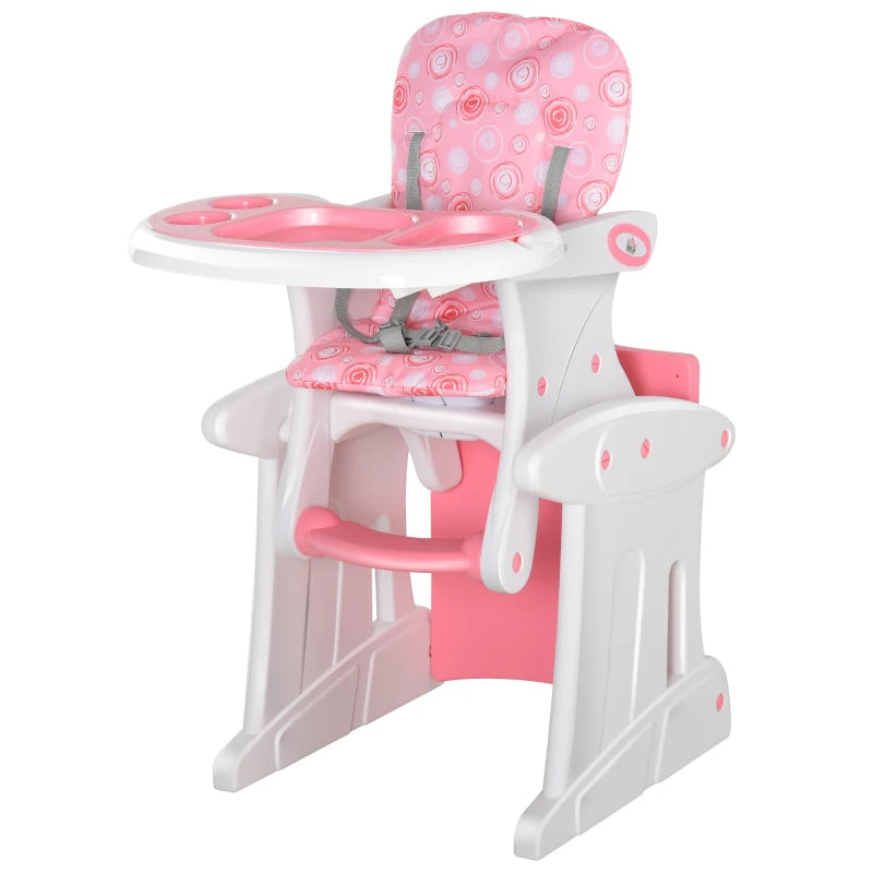 Baby Booster High Chair – 3-in-1 Convertible Pink Seat with Tray for Toddlers