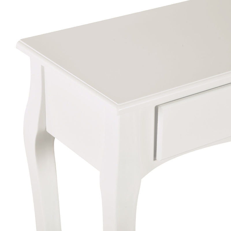 Console Table with Storage Drawers & Shelves, Ivory White Side Desk