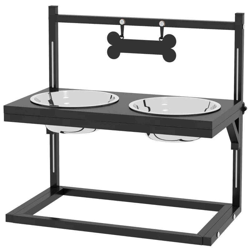 Adjustable Elevated Dog Bowls with Stand – Black