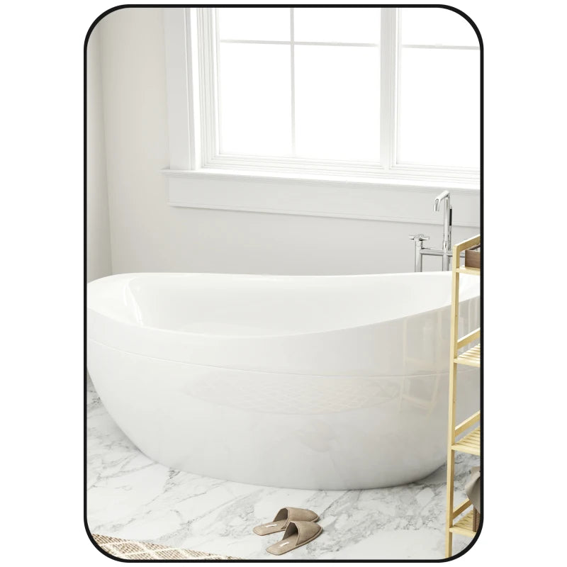 Curved Edge Bathroom Mirror, 70x50cm, Sleek Black Finish
