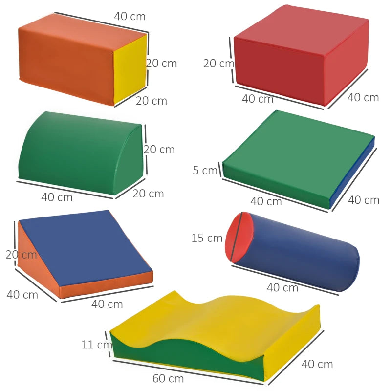 Toddler Soft Play Set – 7 Piece Foam Blocks for Climbing, Crawling & Stacking 1-3 Years