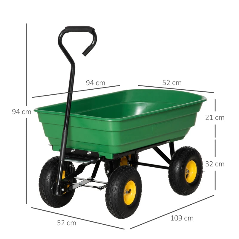 Heavy Duty Garden Cart with Tipping Wheelbarrow, 200kg Capacity for Tools, Plants & Logs
