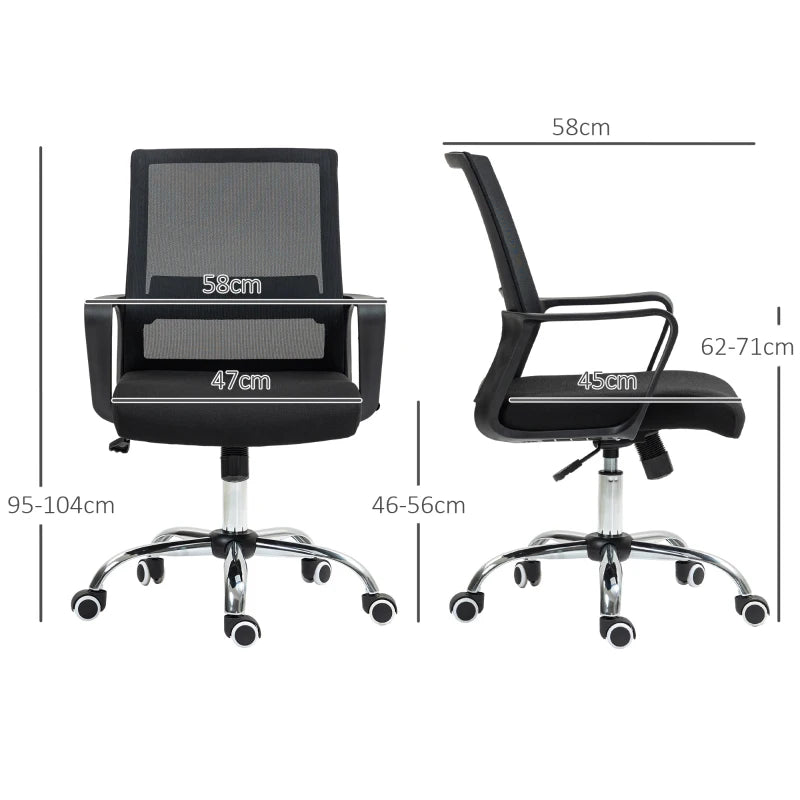 Office Chair with Mesh Back and Rolling Wheels – Black