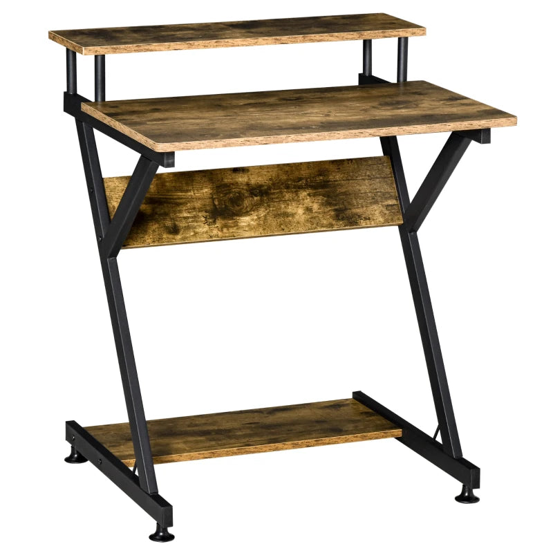 Small Space Office Desk – Industrial Style with Monitor Stand