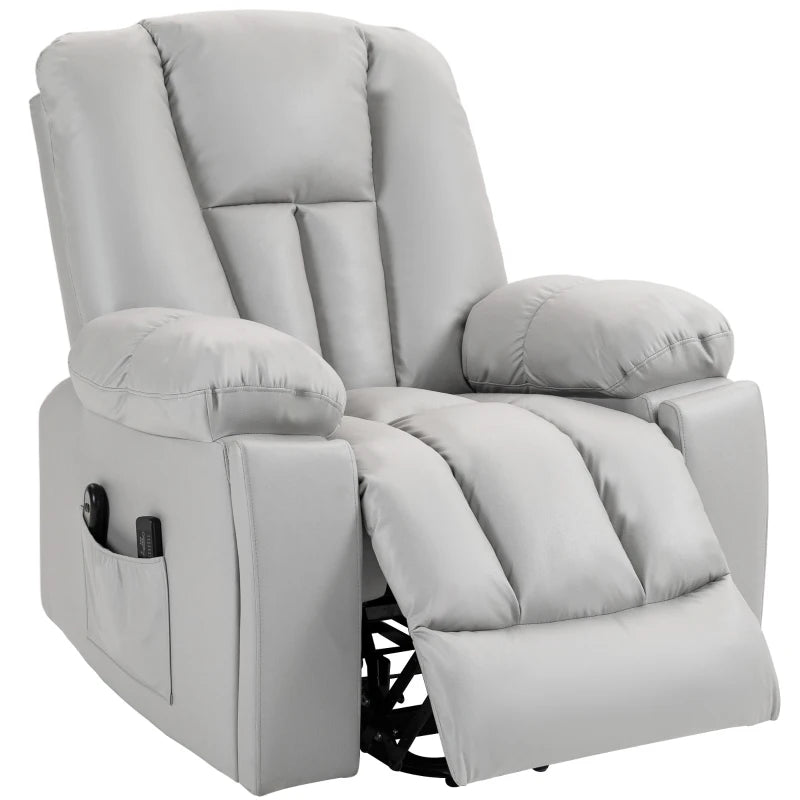 Reclining Massage Chair – Leathaire, 8-Point, Light Grey