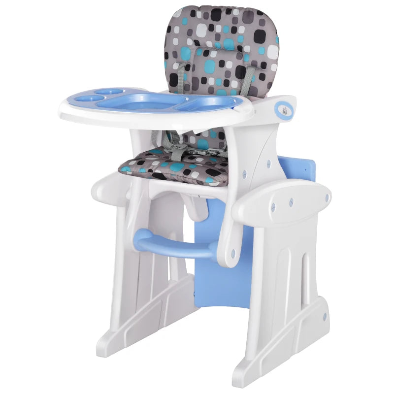Baby Feeding High Chair – 2-in-1 Convertible Seat with Tray and Harness, Blue