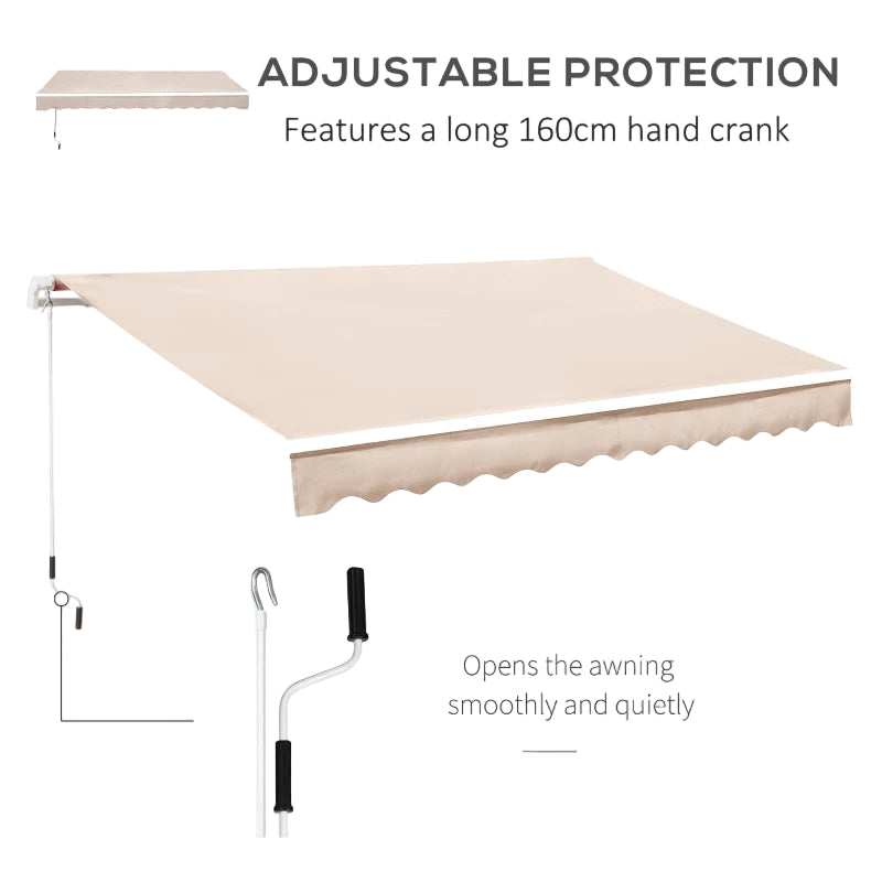 Ivory White Manual Awning – Retractable Sun Shade for Patio, Garden or Balcony 3x2.5m