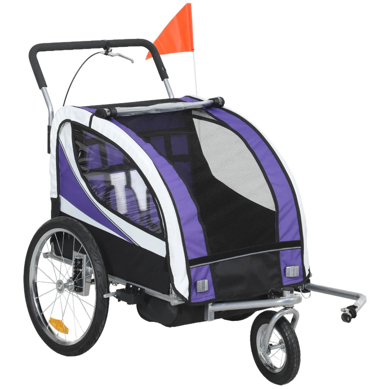 Baby Bike Trailer – Steel Frame, Harness & Reflectors, Purple